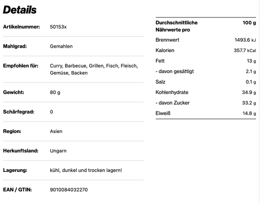 Paprikapulver edelsüß - aus Ungarn, 170ml Schraubdose