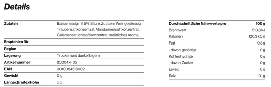 STAY SPICED ! Mandarinen-Calamansi Balsamessig, 0,5 Liter