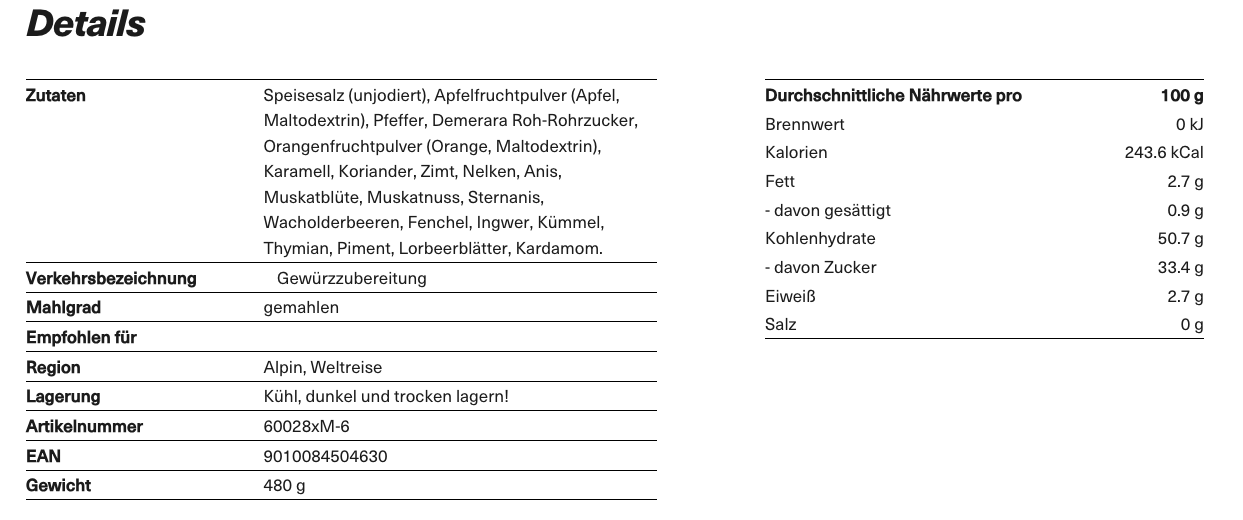 Rotkraut Gewürzmischung, 170ml Schraubdose