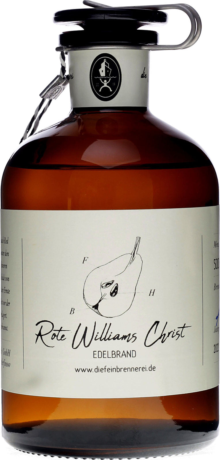 Die Feinbrennerei Rote Williams Christ Edelbrand 0,5 Liter 40 % Vol.