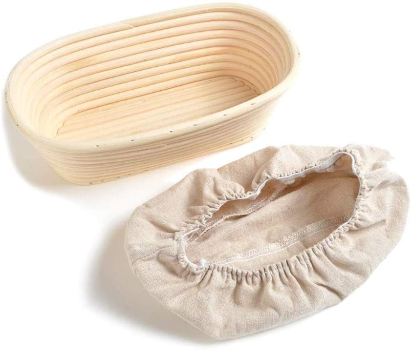 Gärkörbchen ca. 22 cm oval aus Peddingrohr, mit Leineneinsatz