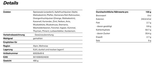 Rotkraut Gewürzmischung, 170ml Schraubdose