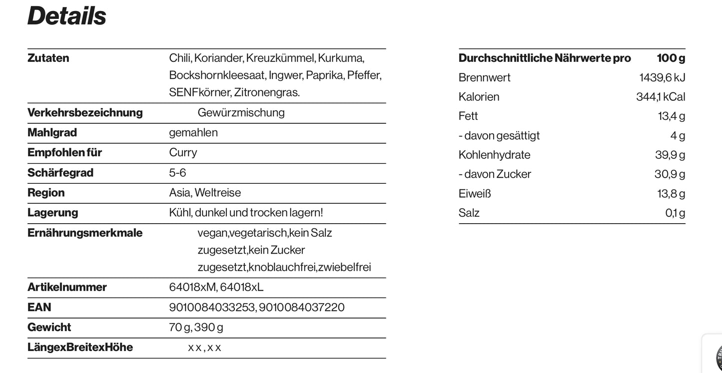 Thai Curry, rötlich-scharf, 170ml Schraubdose