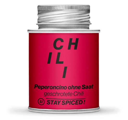 Chili / Peperoncino rot mild geschrotet ohne Saat, 170ml Schraubdose
