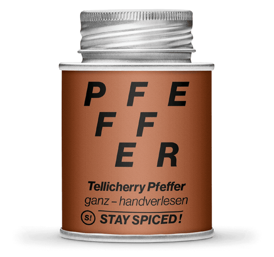 Tellicherry Pfeffer handverlesen, ganz, 170ml Schraubdose